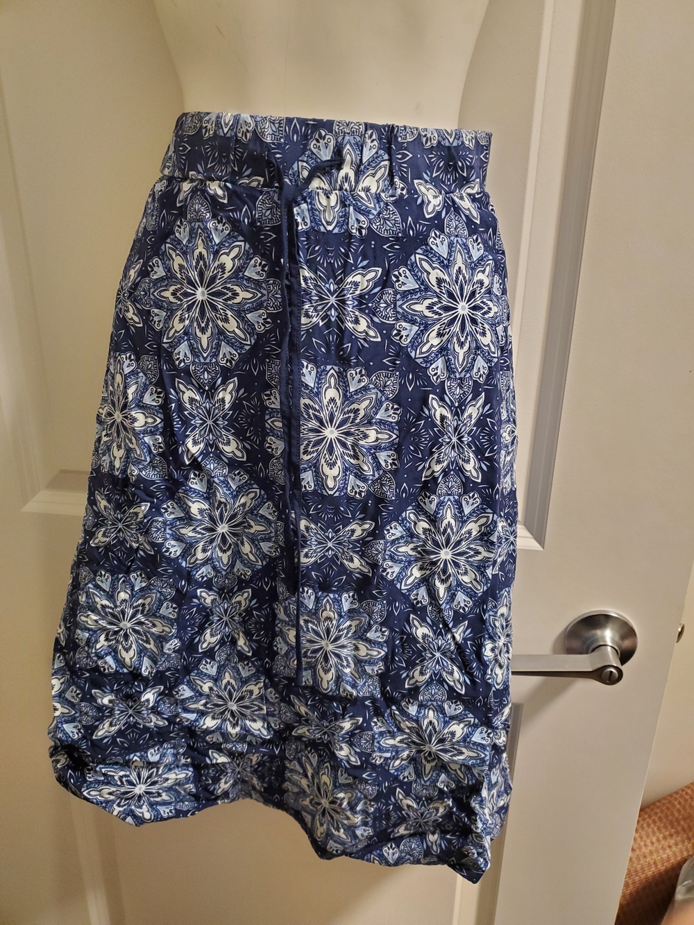 Joe Fresh Navy and White Floral A-Line Skirt